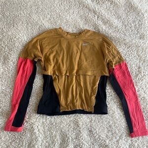 Nike Dri Fit Therma Sphere Mustard and Pink Long Sleeve Workout Top
